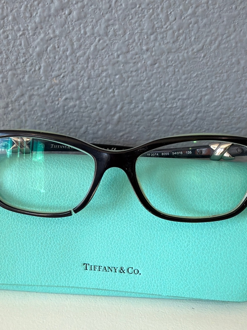 Tiffany & Co. Black Cat-Eye Glasses With Tiffany Blue Case View 3